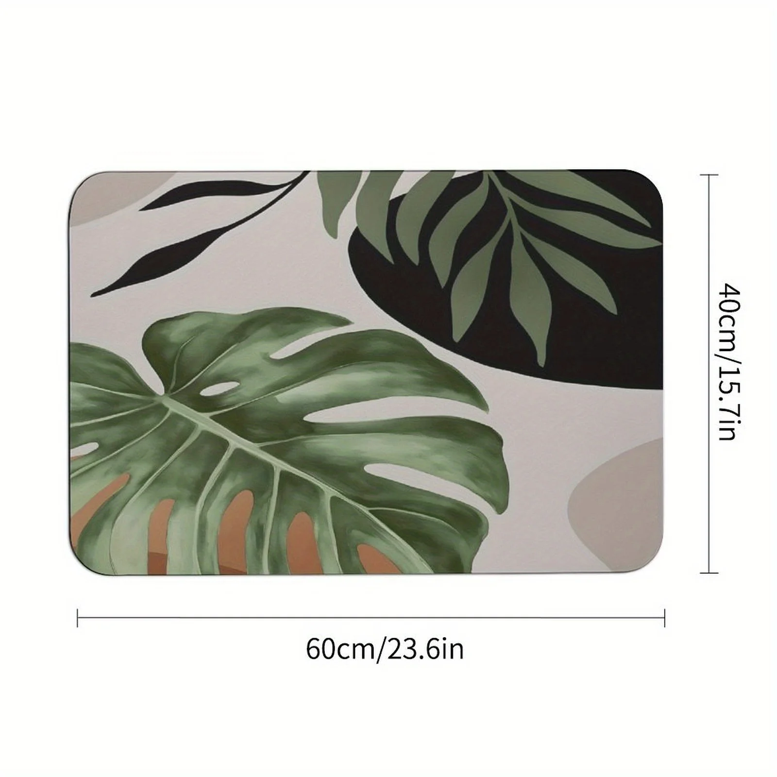 Tropical Leaf Doormat - Anti-Slip, Durable Home Decor Mat for Entrance or Bathroom, 60x40cm, Unique Gift, Vibrant Design