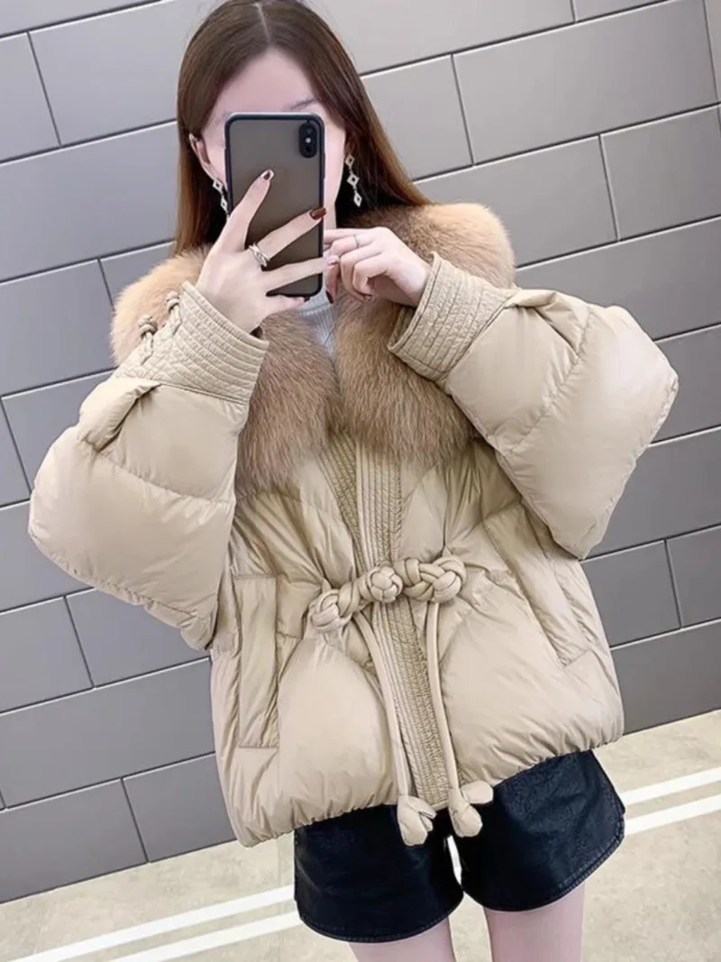 2024 Winter New Short High-end European Goods, Foreign Gas Explosion Fox Fur Down Fashionable and versatile Jacket For Women