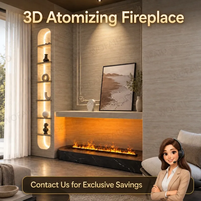 WOFAID 3D Water Vapor Electric Fireplace Colorful Steam Mist Flame Smart Decorative Fireplace for Living Room Indoor Home Decor