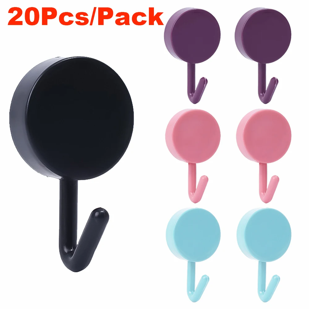 20/10Pcs Self Adhesive Wall Hooks Multi-Purpose Door Wall Hangers Holder For Kitchen Bathroom Home Decorative Organizer Hooks