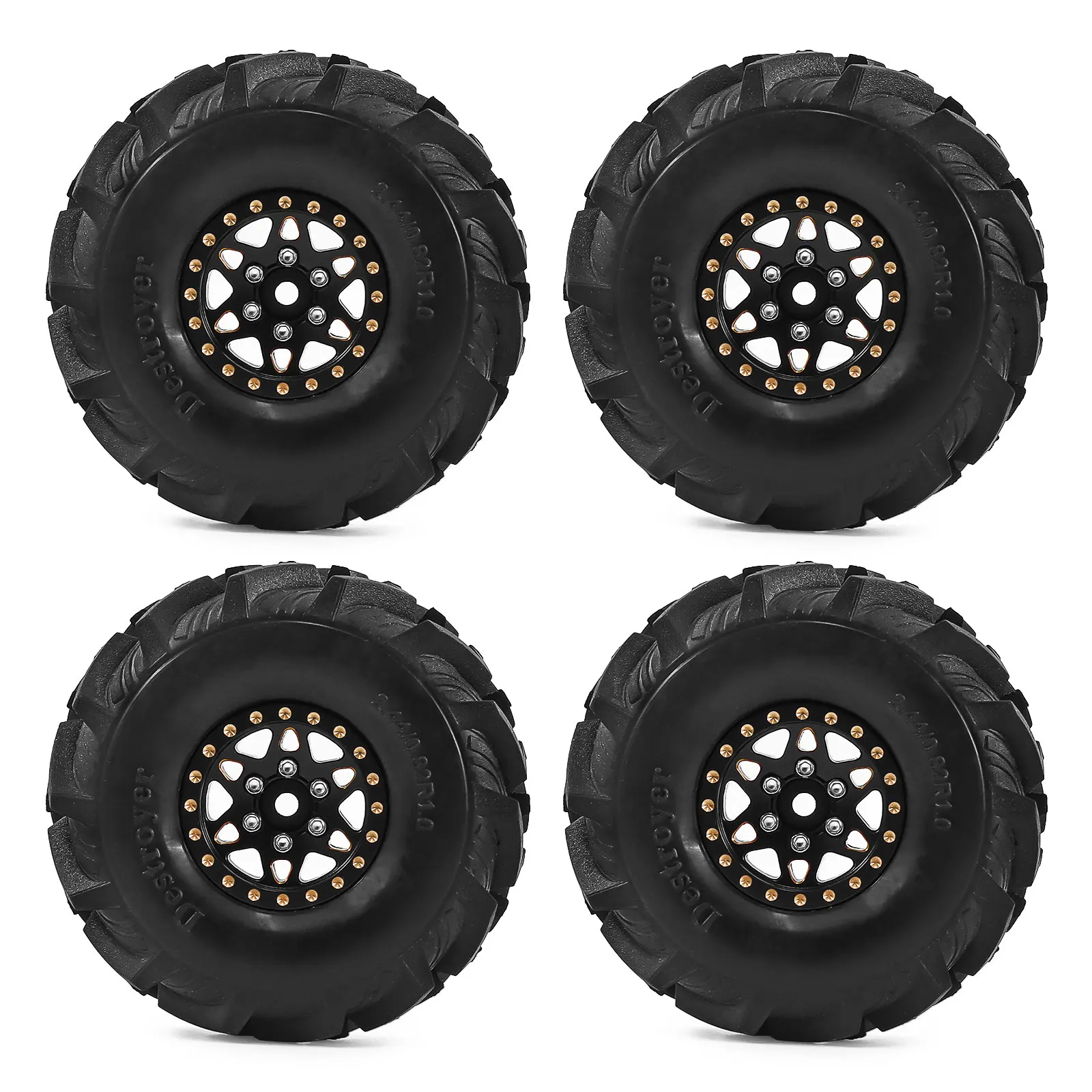 Brass Wheel and Tire Set 1.0 Inch for SCX24 TRX4M FCX24 Upgrades Heavy Weight 1/24 1/18 Scale Crawler Parts 4Pcs