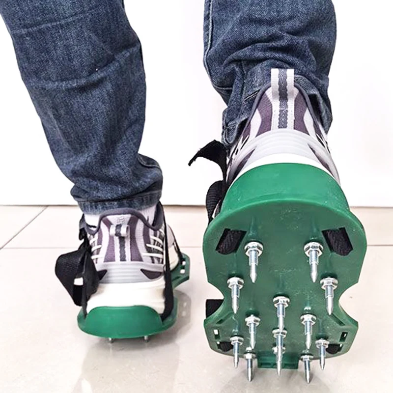中庭の庭用シューズ、芝生エアレーター、芝生スパイクシューズ、セメントセルフレベリング施工ツール、エポキシ床塗料シューズ