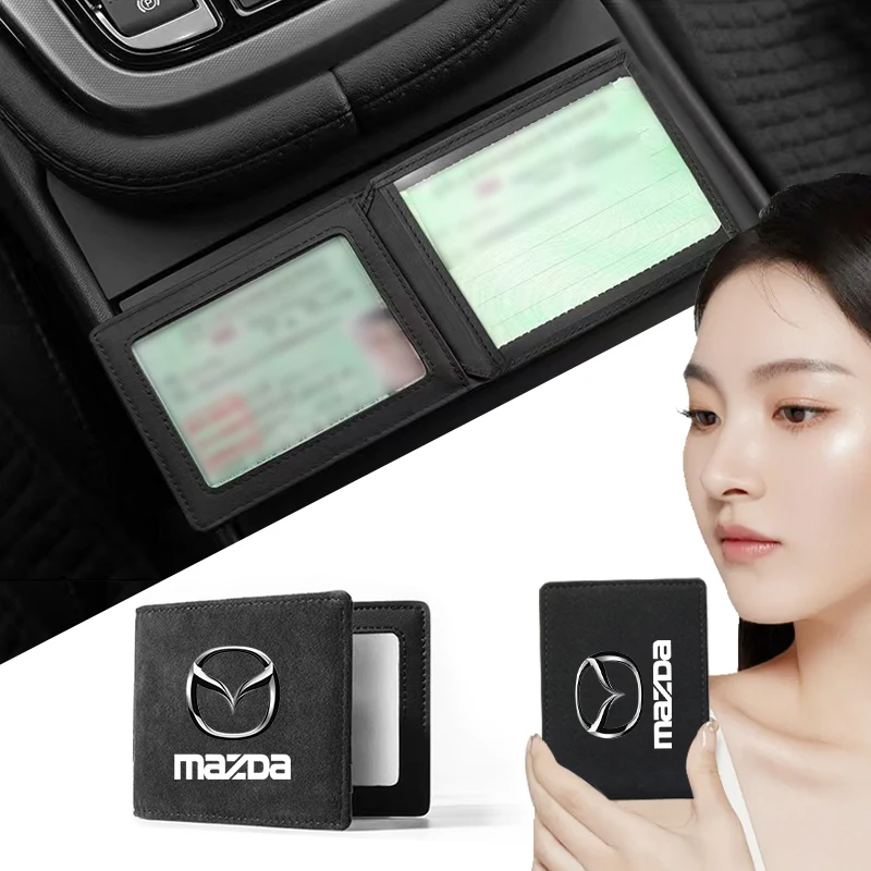 

1Pcs Car Emblem Driver License Cover ID Credit Card Holder For Mazda 3 5 6 323 626 CX-3 CX-4 CX-5 CX-7 CX-9 Axela 6 RX8 7 MX3