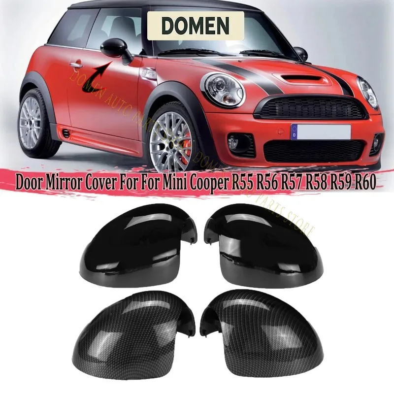 DOMEN Pair Door Side Wing Rearview Mirror Cover Cap Replacement For BMW Mini Cooper R55 R56 R57 R58 R59 R61 51162754913 51162754