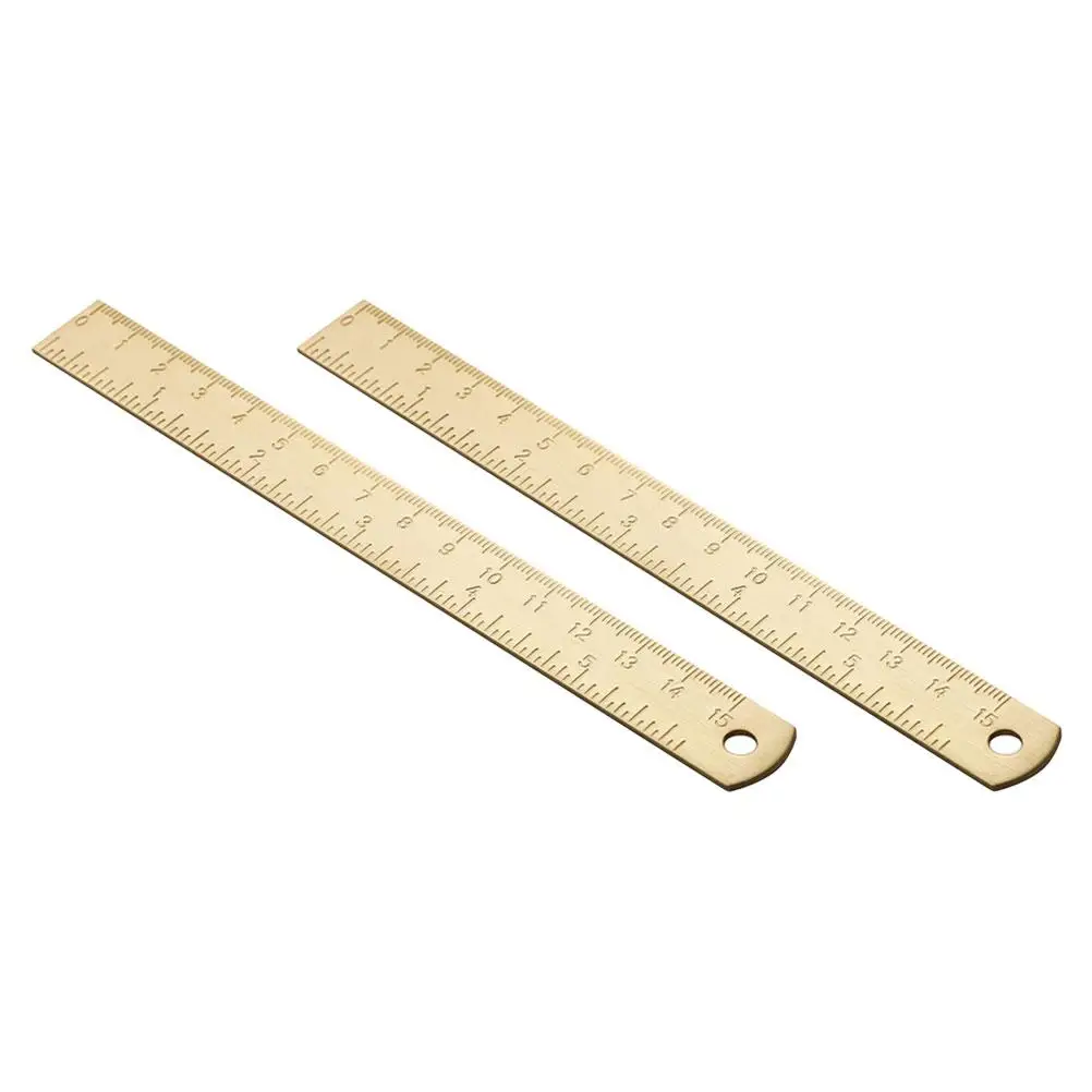 2Pcs Brass Ruler Bookmark Small Drawing Tool Vintage Stainless Steel MultiFunction Planner Creative Gift For Students Families
