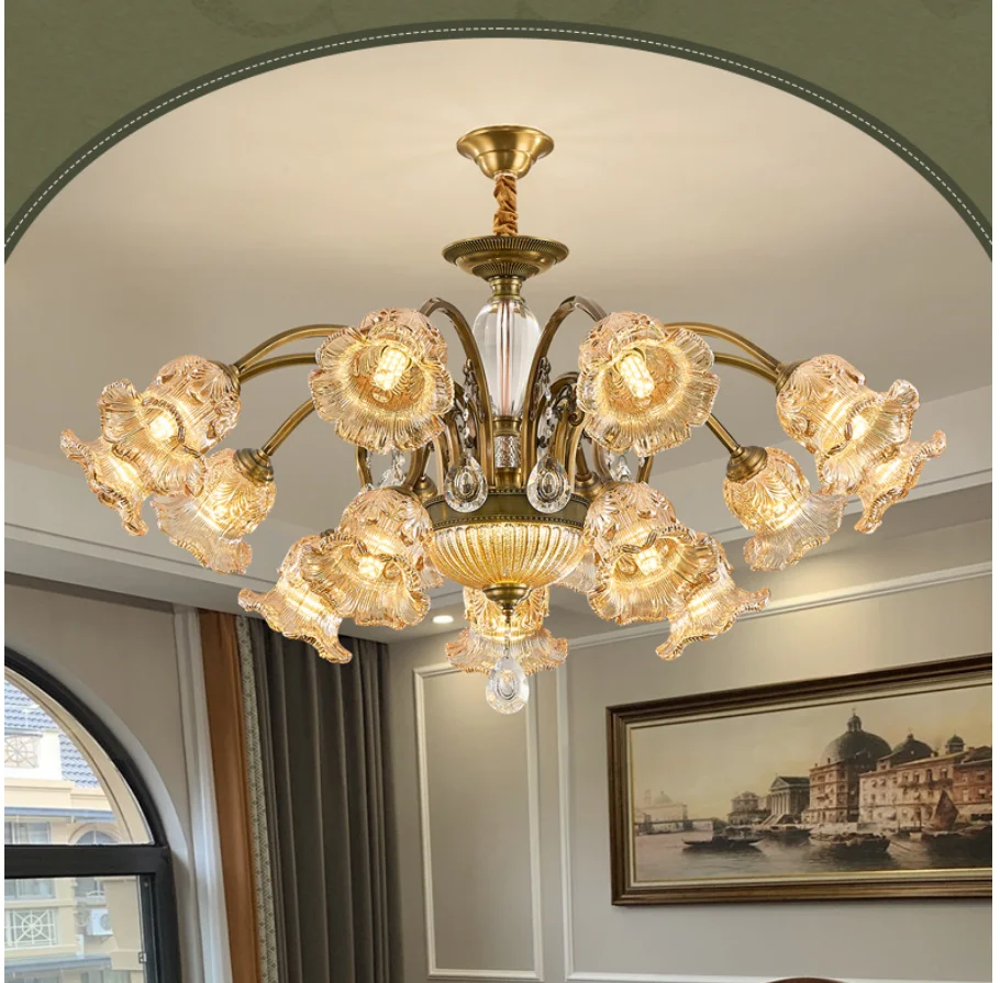 Modern Copper Crystal Chandelier D72cm H48cm 6lights Candle Style De Villa Living Bedroom Aisle Restaurant Decora Pendent Light