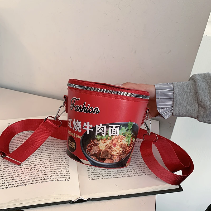

Personalized funny mobile phone bag 2025 new ins trendy instant instant noodle bucket bag niche trendy brand shoulder bag
