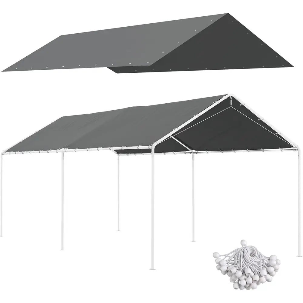 

УФ-стойкий и водонепроницаемый тент для автомобиля 10x20 футов с эластичными шнурами, серый