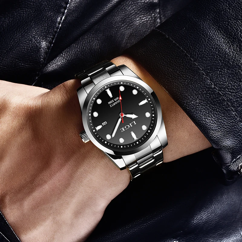 LIGE Top Brand Luxury Mens Watch Casual Fashion Quartz Wristwatches Sport 50M Waterproof Luminous Steel Watches Men Reloj Hombre