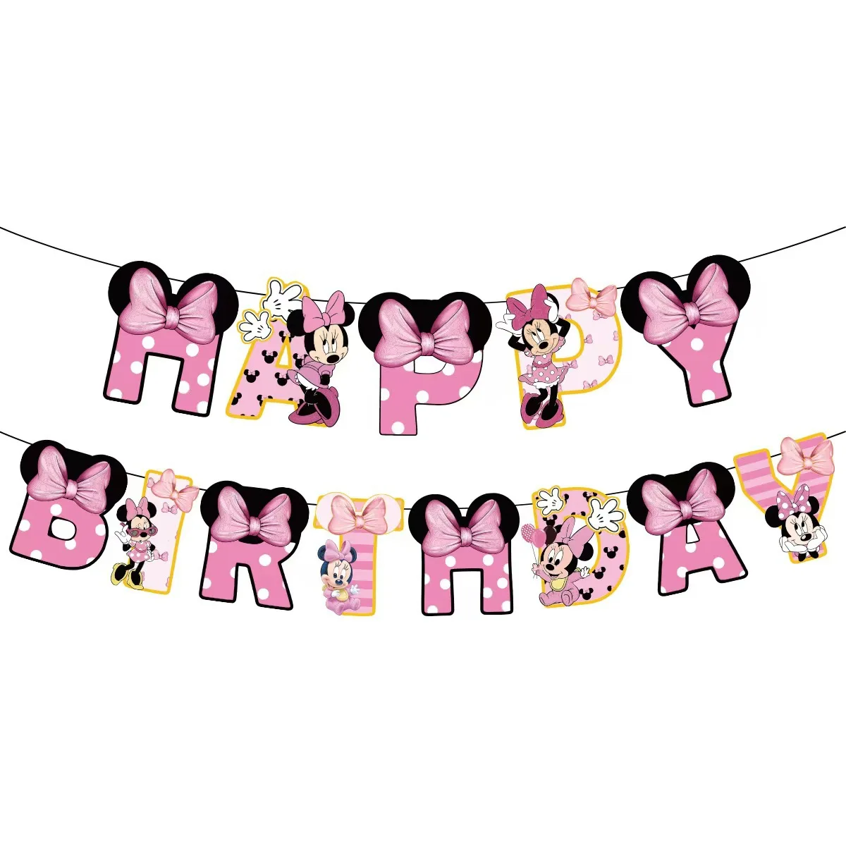 Minnie Mickey Mouse Themed Birthday Party Supplies Combination Flag Glue Balloon Cake Insert Decoration Set