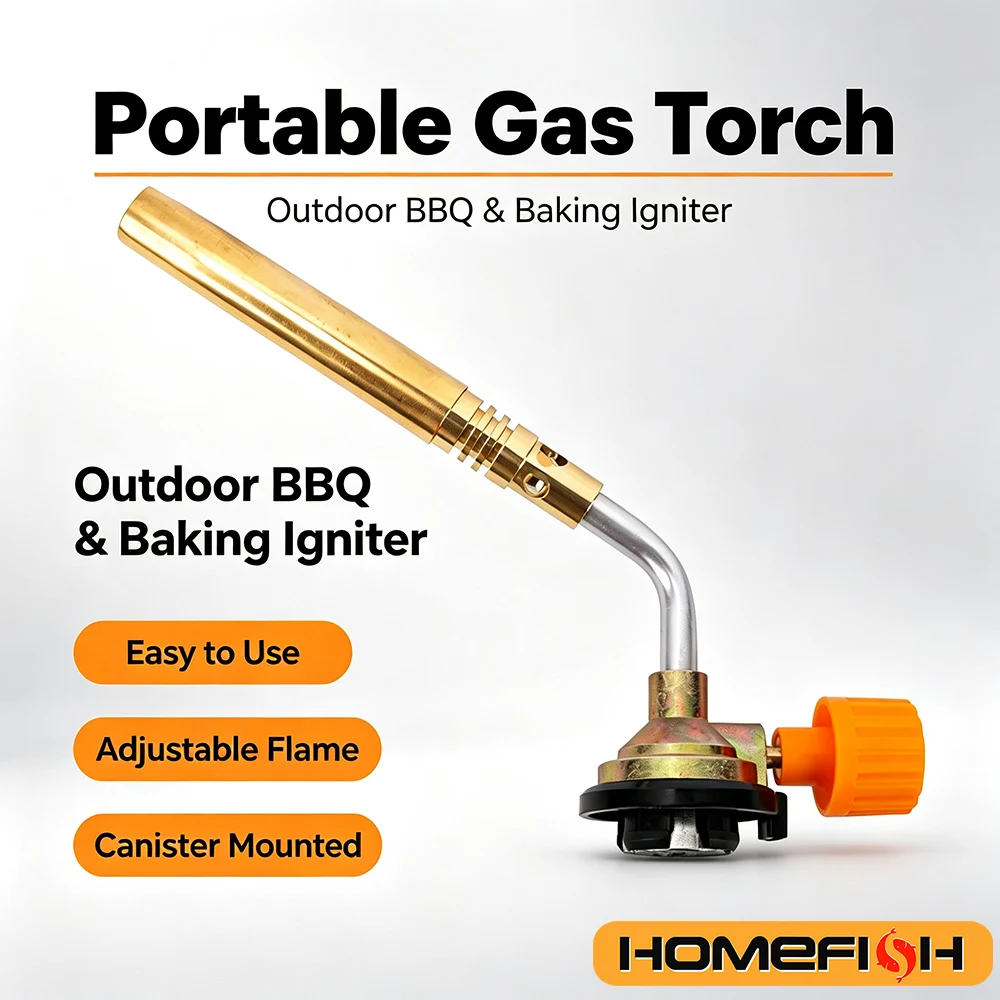 Butane Gas Blow Torch Kitchen Baking Torch Outdoor BBQ Igniter Adjustable Flame Portable Heating Welding Torch