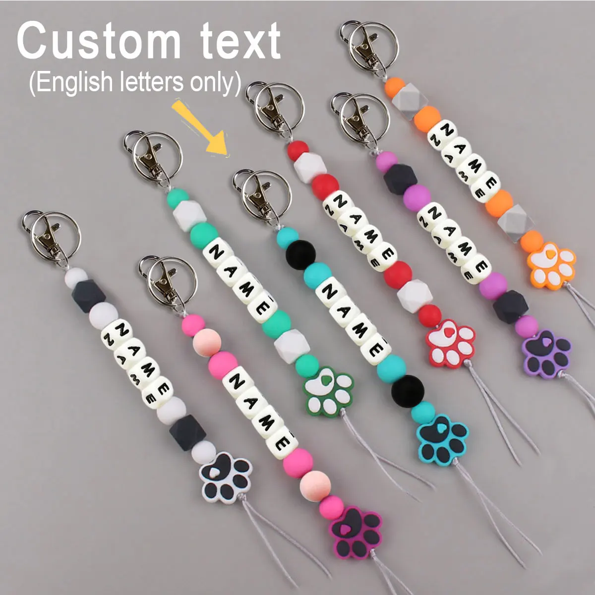 1pc Personalized Dog Paw Pattern Colorful Name Keychain, Backpack Pendant, Unique Gift for Pet Lovers, Christmas Gift