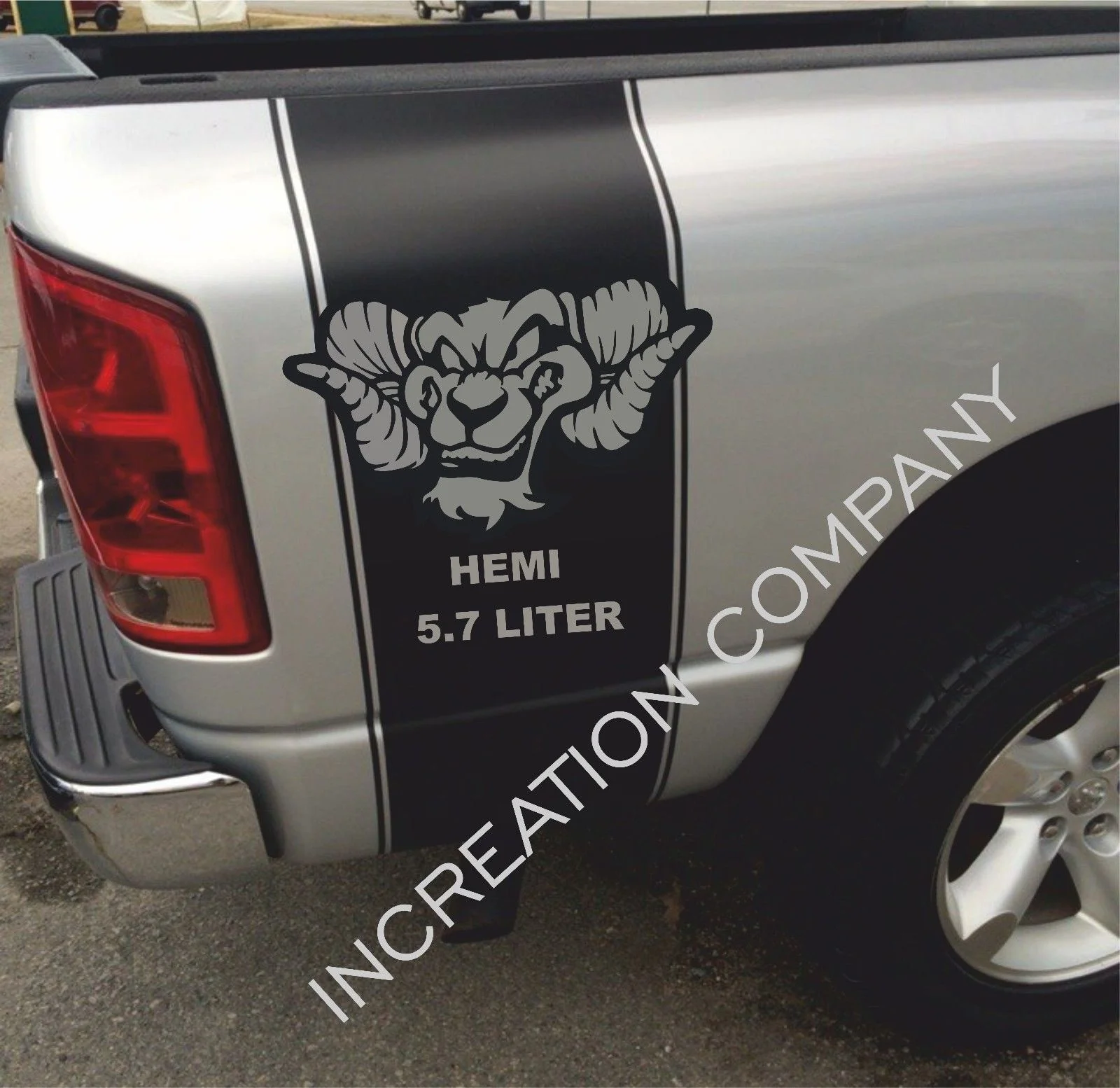 

For (2Pcs) Truck vinyl decal stripes Dodge Ram off road rear bed graphics 5.7L Mopar