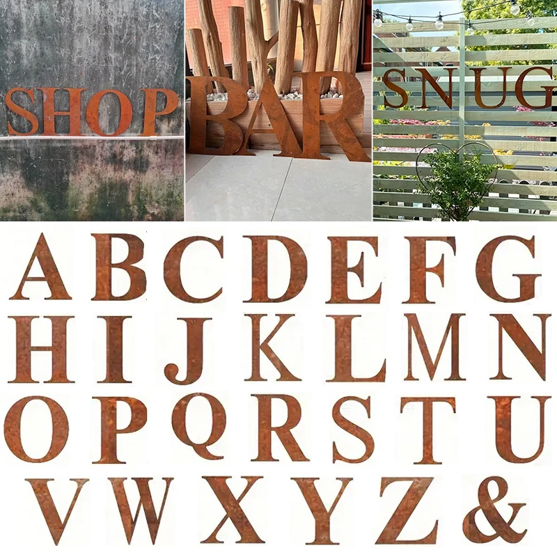 Vintage Rusted Metal English Letters Pendants Art Alphabet Sculpture Wall Ornaments Rustic Indoor Outdoor Party Home Decoration