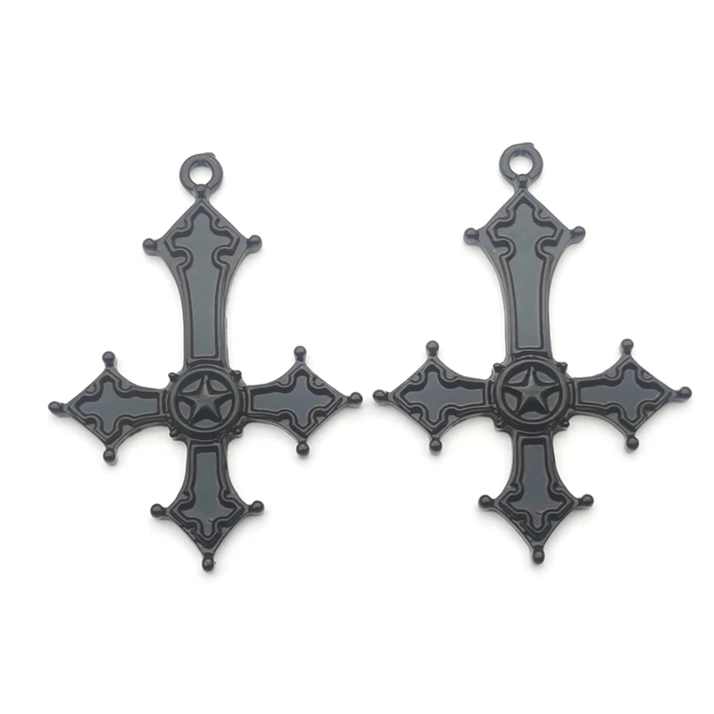 5pcs 54x40mm Pentagram Cross Gothic Alloy Tibetan Pendants Antique Jewelry Making Small Pendant DIY Handmade Accessories