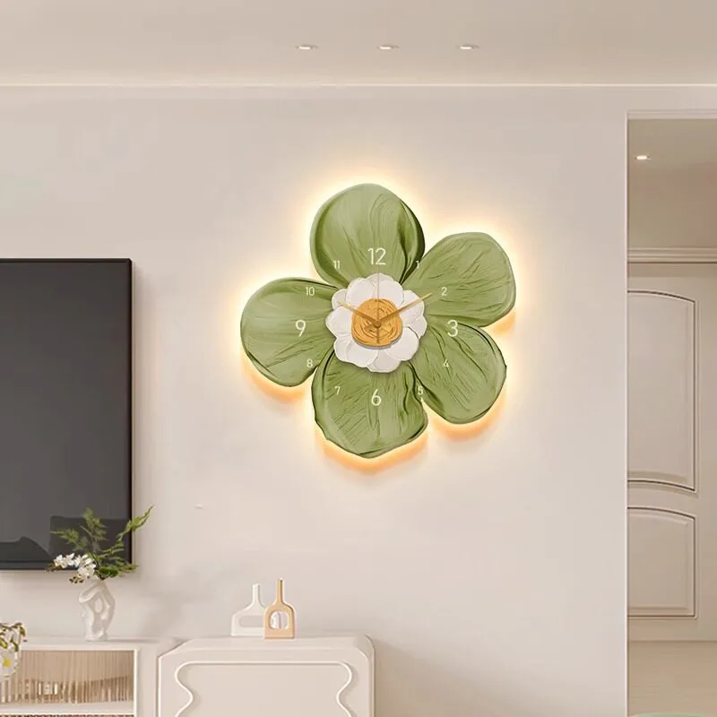 White Luxury Wall Clock Night Light Designer Nordic Modern Digital Clock Living Room Aesthetic Relojes De Pared Home Decor Items