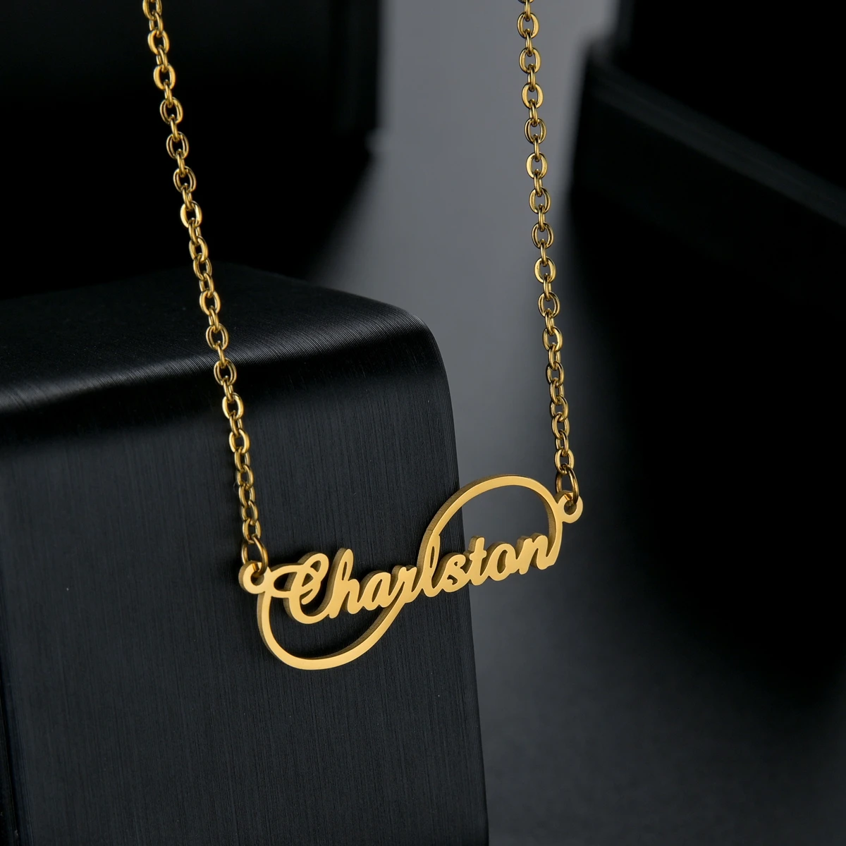 Acheerup Personalized Custom Double Names Women Necklace Charm Stainless Steel Infinite Love Chain Pendant Couple Jewelry Choker