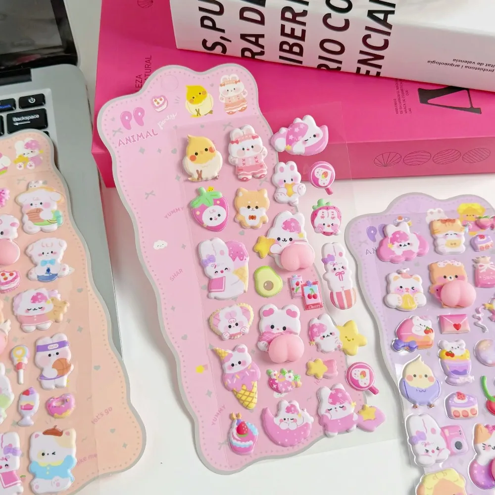 ملصق حيوانات كاواي على شكل أرنب لطيف ثلاثي الأبعاد - ملصق إسفنجي فيدجيت DIY لحافظة الهاتف وسجل القصاصات، هدية ممتعة لتخفيف التوتر #4