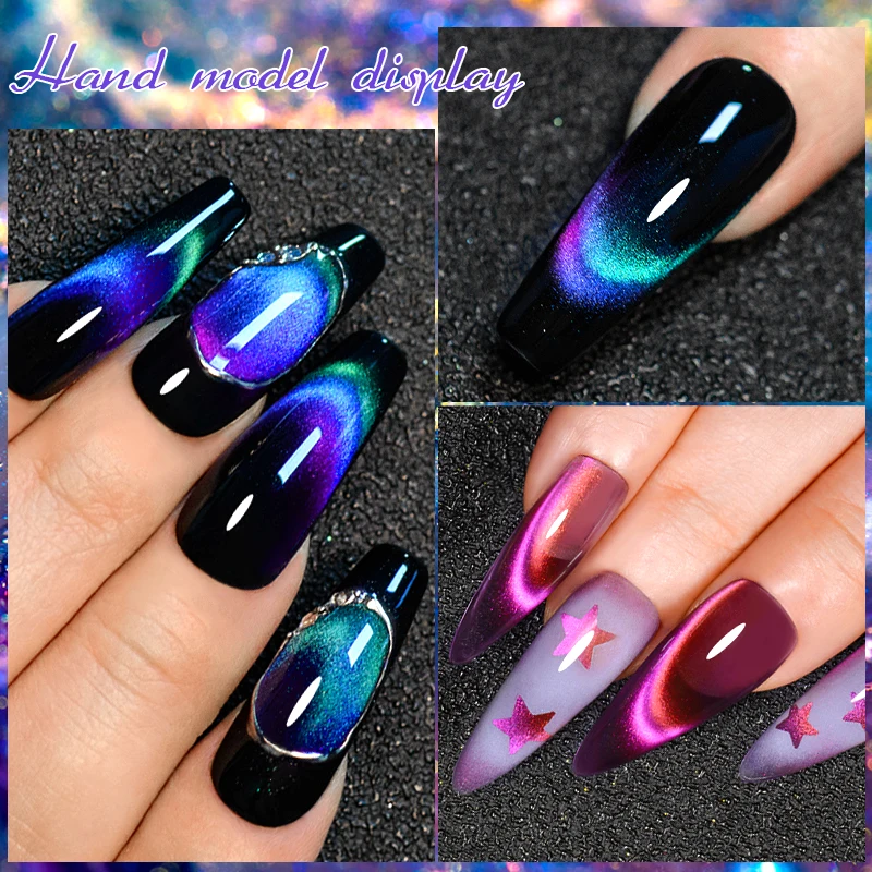 Mtssii 7ml 9D Neon Rainbow Glass Cat Magnetic Gel Nail Polish Double Light Sparkling Glitter Soak Off Varnis Semi Permanent Nail