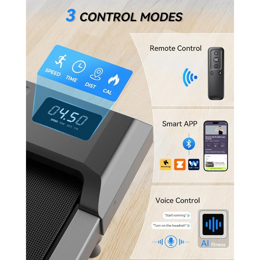 جهاز مشي محمول تحت المكتب للاستخدام المنزلي والمكتبي مع 10 وسادات مشي مائلة قابلة للتعديل تدعم ما يصل إلى 320 رطلًا نقطة اتصال لاسلكية #5