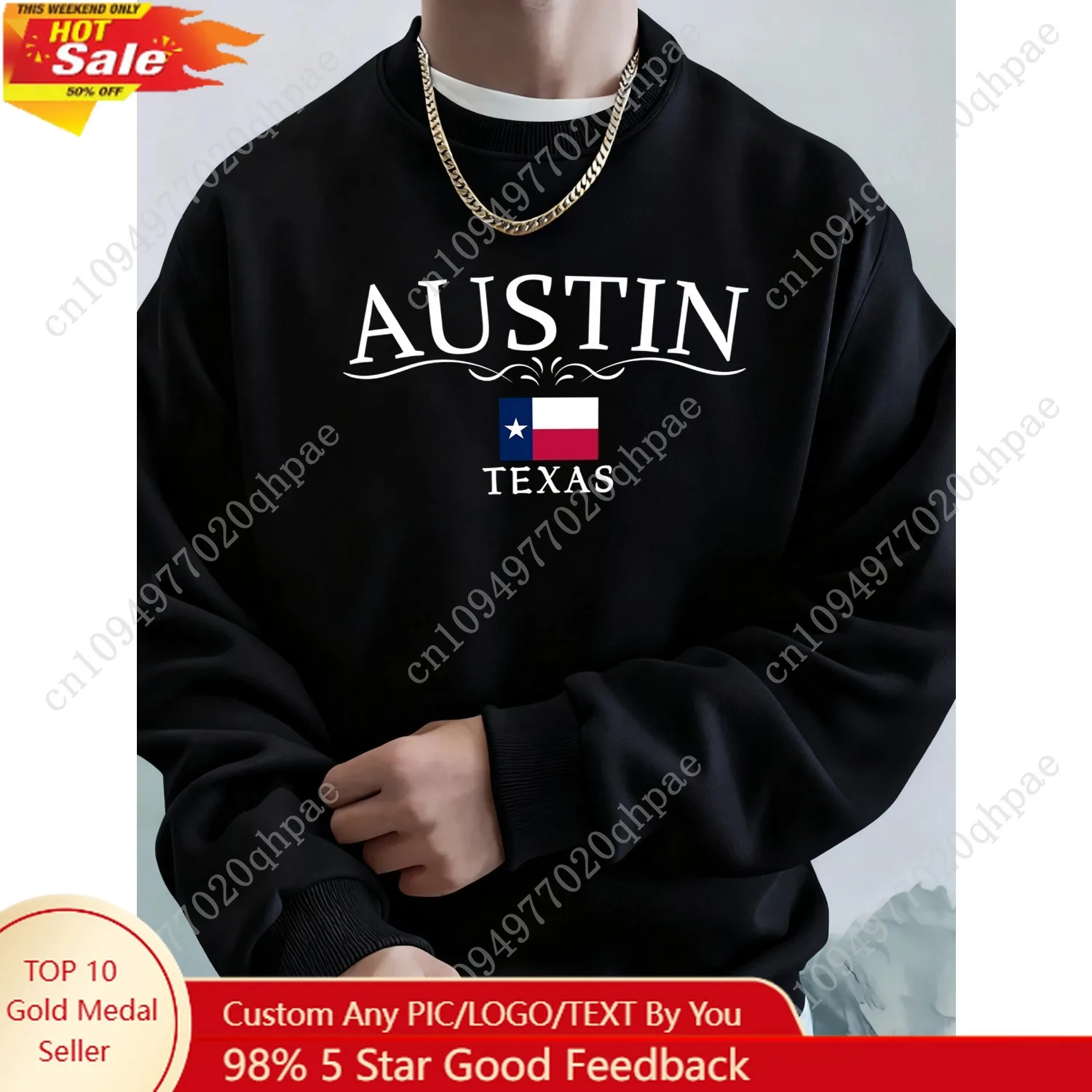 Austin Texas Letter Printing Unisex Pocket Clothes Basic Sport Sweatshirts Fleece Autumn Hoodie Comfortable High Street Tops Men