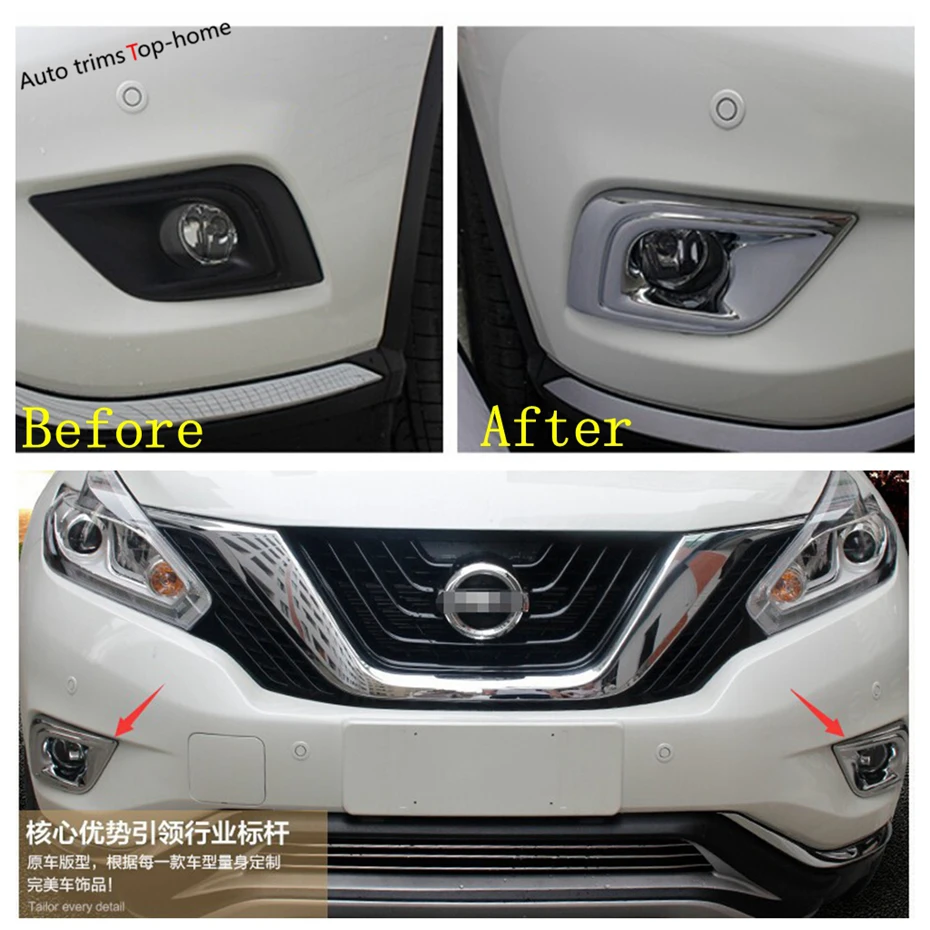 Front Fog Lights Lamp Foglight Frame Cover Trim For Nissan Murano 2015 2016 2017 2018 ABS Chromium Accessories Exterior Kit