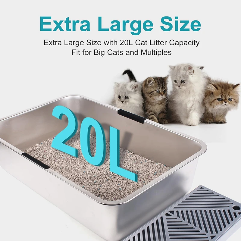 Cat Litter Box Cloth Cover Stainless Steel Anti Litter Splash Large Mesh Breathable Deep Wear Resistant Scratch Resistant