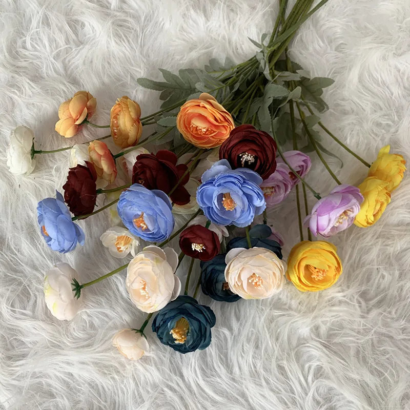 الاصطناعي حوذان الزهور مع ريال اللمس الجذعية فو الفاوانيا الزفاف الديكور المنزلية محاكاة الاصطناعي الزهور #2