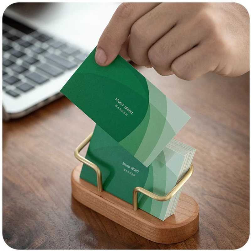 

Wooden Card Holder Storage Oval Business Card Holder Organizer Office Desk Display Stand Memo Counter Accessories Tabletop Shelf