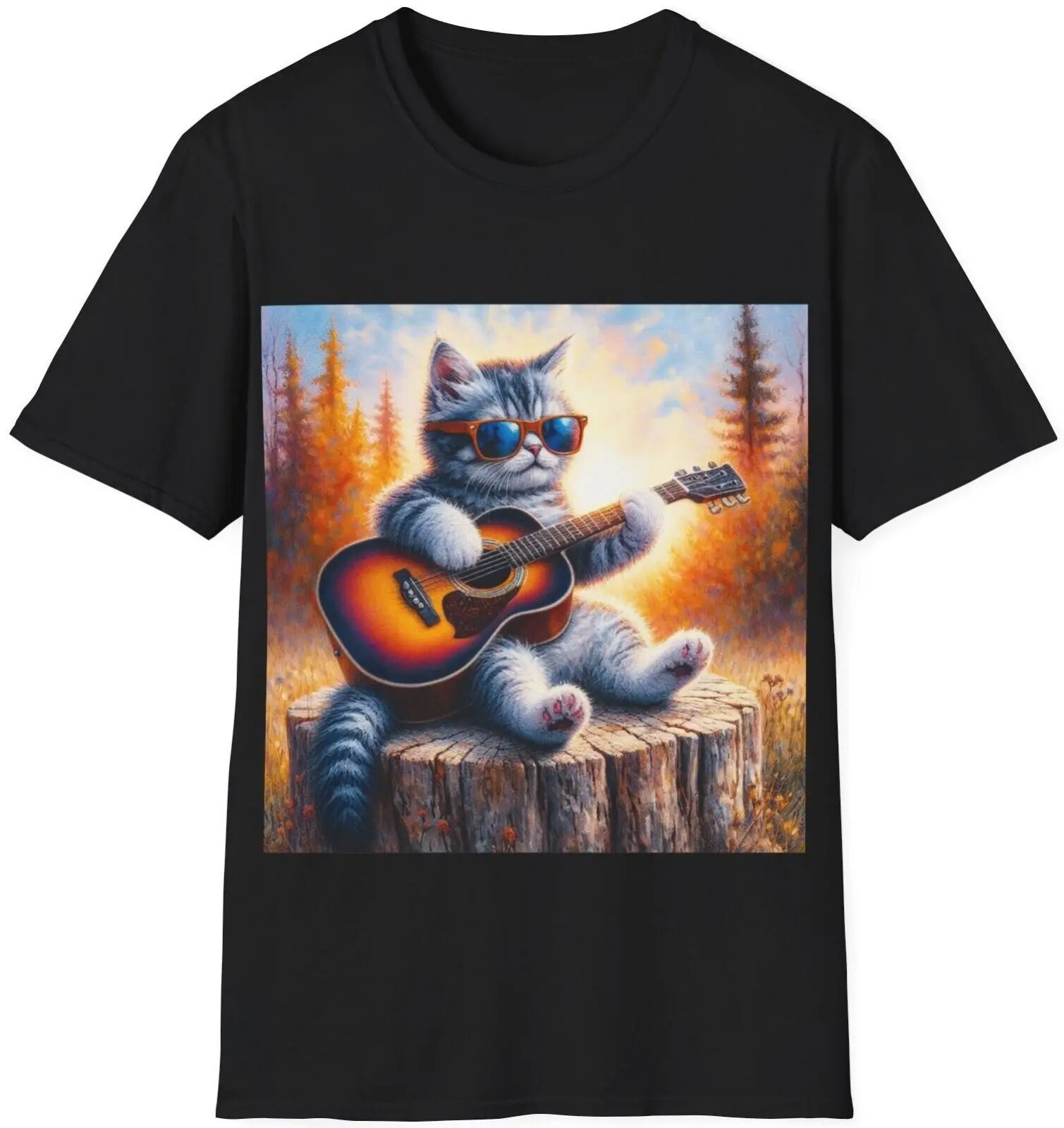 

Cat Playing Guitar T-shirt, Funny Trendy Streetwear Shirt, Gift For Cat Lover