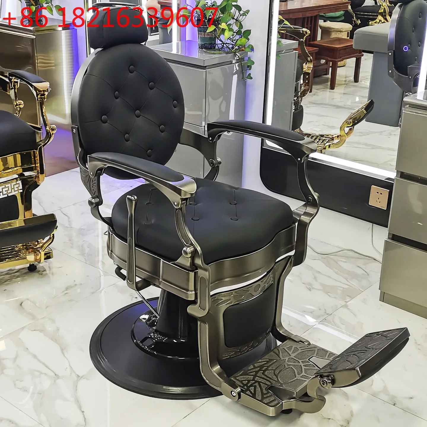 Retro oil head chair can be reclined perm dyeing scalp shaving barber