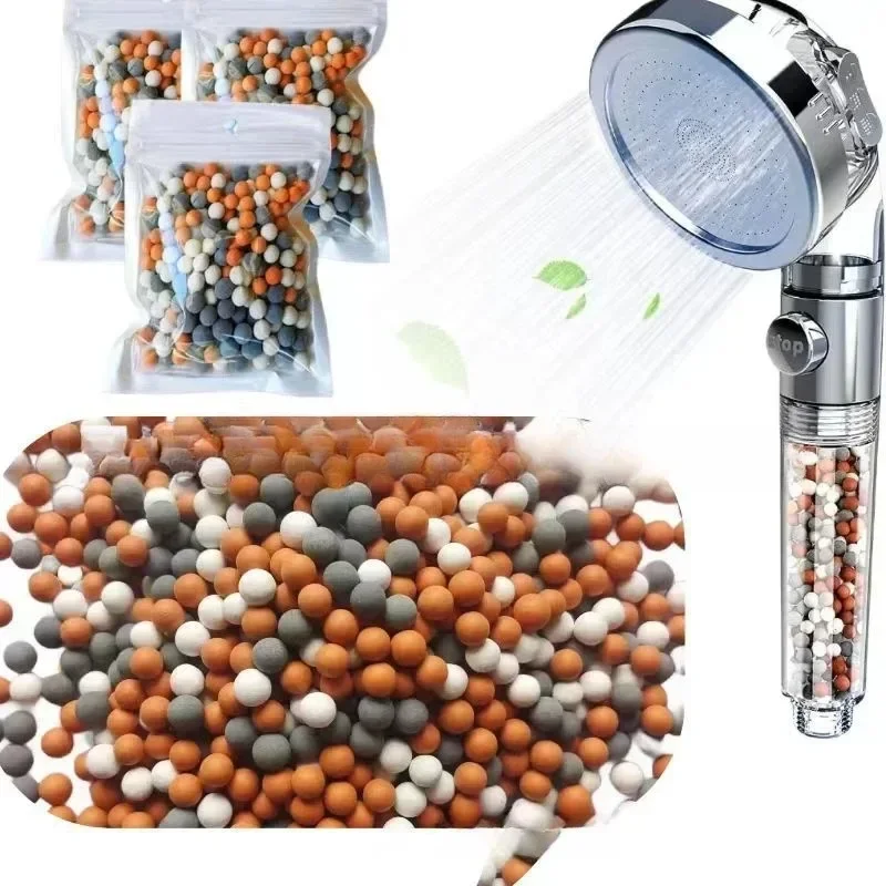 Energy Anion Mineralized Shower Head Replacement Bead Filter Ceramic Ball Water Purification Stone for Bathroom Accessories
