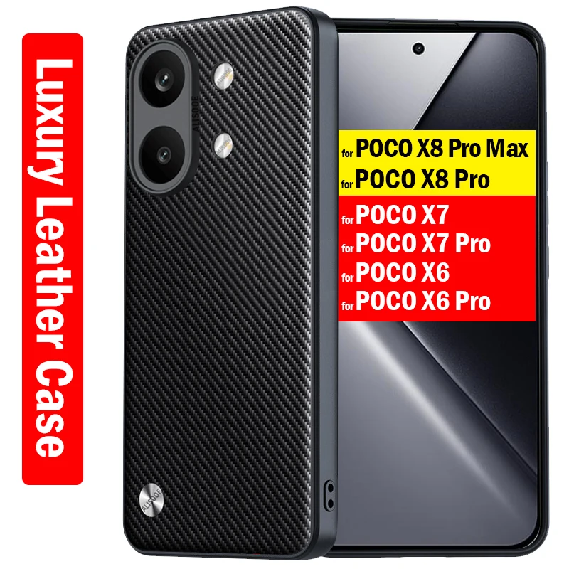 Funda for POCO X8 Pro Max / X7 X6 Pro 5G Case Luxury Fiber Texture PU-Leather Protection Cover for Xiaomi POCO X8 Pro Capa