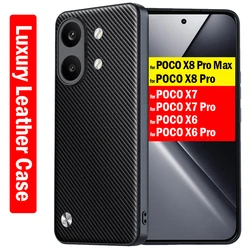 Funda for POCO X8 Pro Max / X7 X6 Pro 5G Case Luxury Fiber Texture PU-Leather Protection Cover for Xiaomi POCO X8 Pro Capa