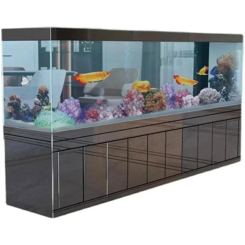

Living room new large 2 meters long professional arowana tank ultra-white glass bottom filter ecological fish tank