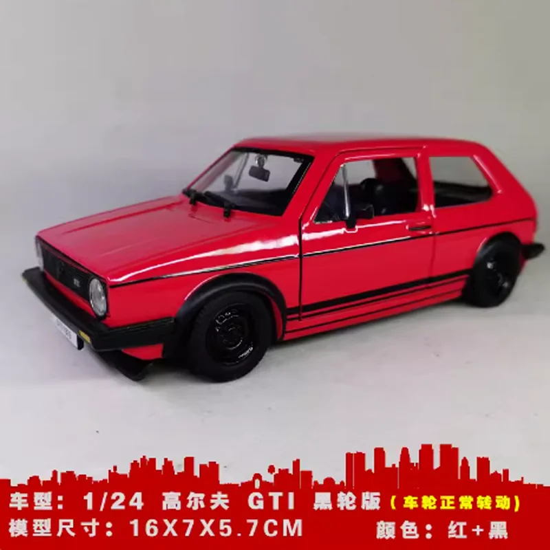 Bburago-Coche de aleación fundido a presión para adultos, Volkswagen Golf GTI de primera generación, modelo de coche de baja mentira, colección de exhibición estática, juguetes para niños, 1/24