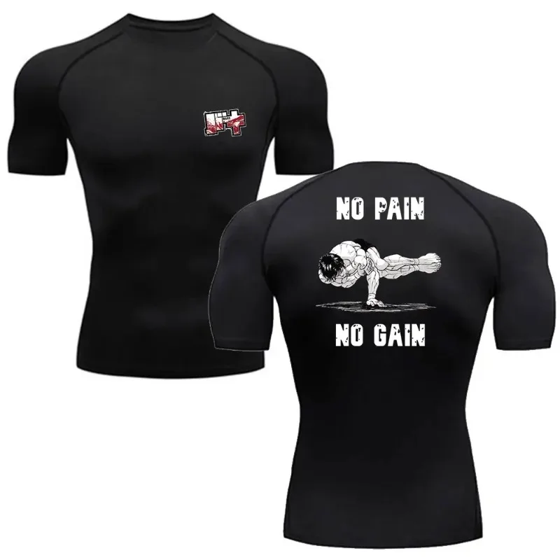 Fitness Compression Men's Gym T-shirt Fitness Sport High-Elasticity Running Fashion Tight Gym Athletic Quick Dry Summer Top Tees