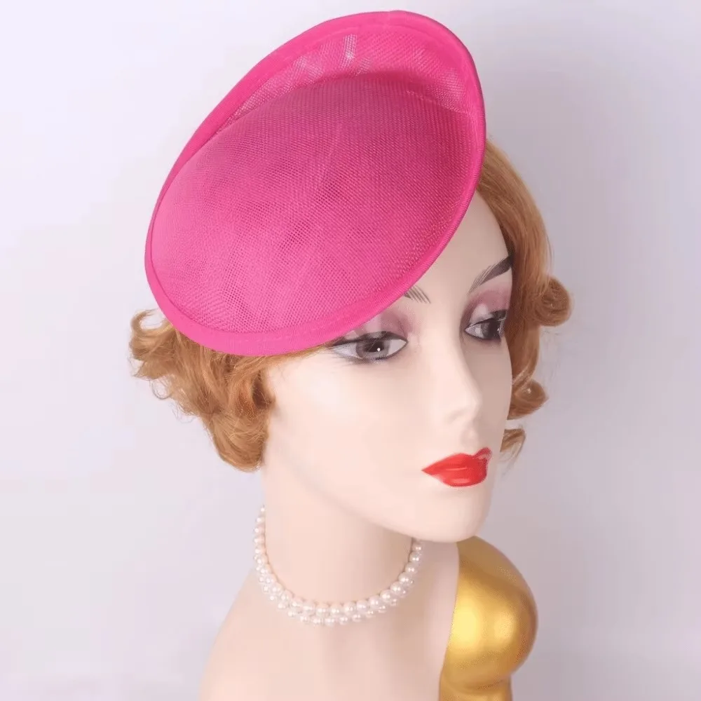 Solid Color Linen Yarn Fascinator Hat Base Wide Brim Headpiece Masquerade Top Hat 1920s Hair Accessories Formal Hat