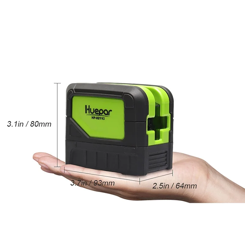 Huepar 9211G Green Beam Laser Level 2 Cross Lines 2 Points Professional 180 Degrees Self-leveling Nivel Laser Diagnostic Tools