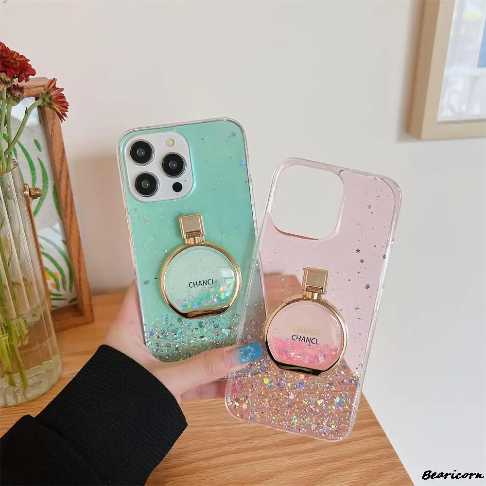 Quicksand Perfume bottle Phone Holder Glitter Case For Xiaomi mi 10 10i 10s 10T 11T 11i  11 11X 12X 12 Pro Note 10 Lite 5G Cover