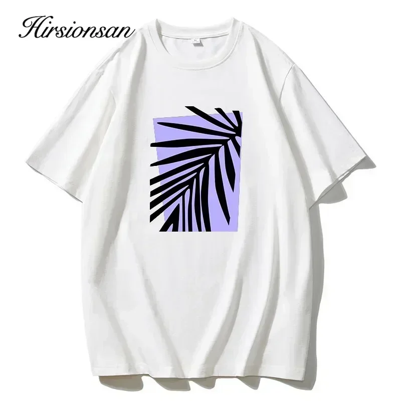 Hirsionsan Vintage Colorful Leaf Printed T-Shirt Women Soft Casual Short Sleeve Summer Cotton Breathable Tshirt Holiday Y2k Tees