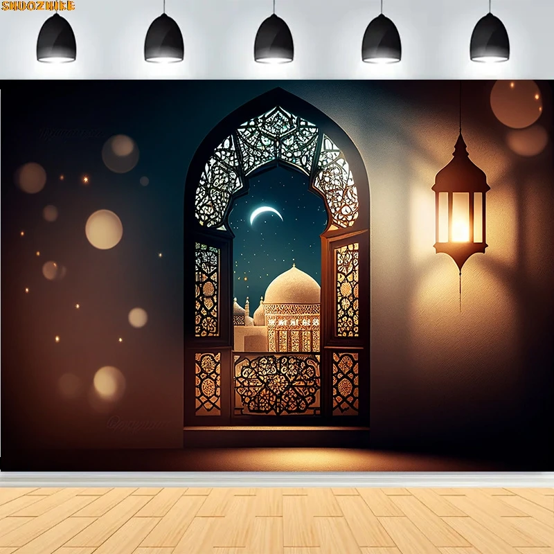 Arsitecture Рамадан Мубарак фотографии фонов Карим мусульманский исламский лунный ночной вечерние лунные фонарики мечеть фон EI-05