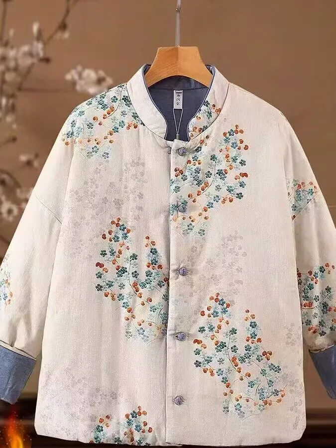 

Женский хлопковый тюнет Thiened, большой размер, модный художественный костюм, усовершенствованный костюм Тан, модный длинный свек с принтом Ope...