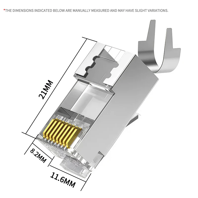 10Pcs Cat7 Shielded RJ45 Pass Through Connector 10Gbps Gold Plated Pins Metal Housing 2-Piece Ethernet Modular Plug Lan Cable