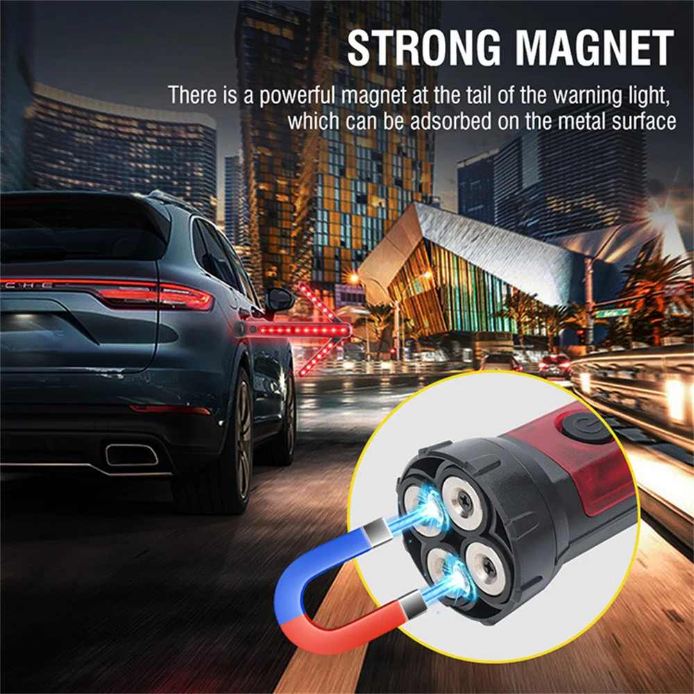 LED الطوارئ على جانب الطريق مشاعل ضوء طوي سلامة السهم بار ضوء حامل مغناطيسي إشارة تحذير SOS مصابيح مصباح يدوي USB