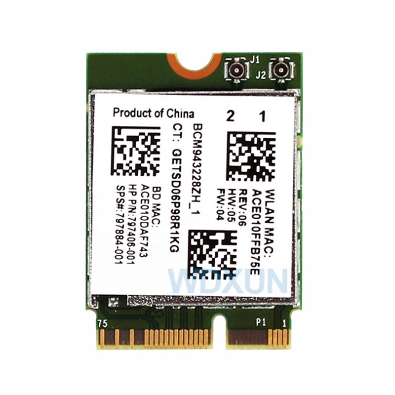 Broadcom BCM943228Z Network Adapter PCI Express mini Card (M.2) 802.11 B/A/G/N WIFI CARD 300Mbps 2.4GHz/5GHz BCM943228 BCM43228