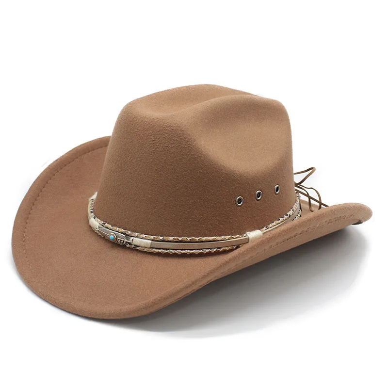 Woolen Western Cowboy Hat Coffee Color Men Women Couple Hat Tibetan Hat Hat Top Hat