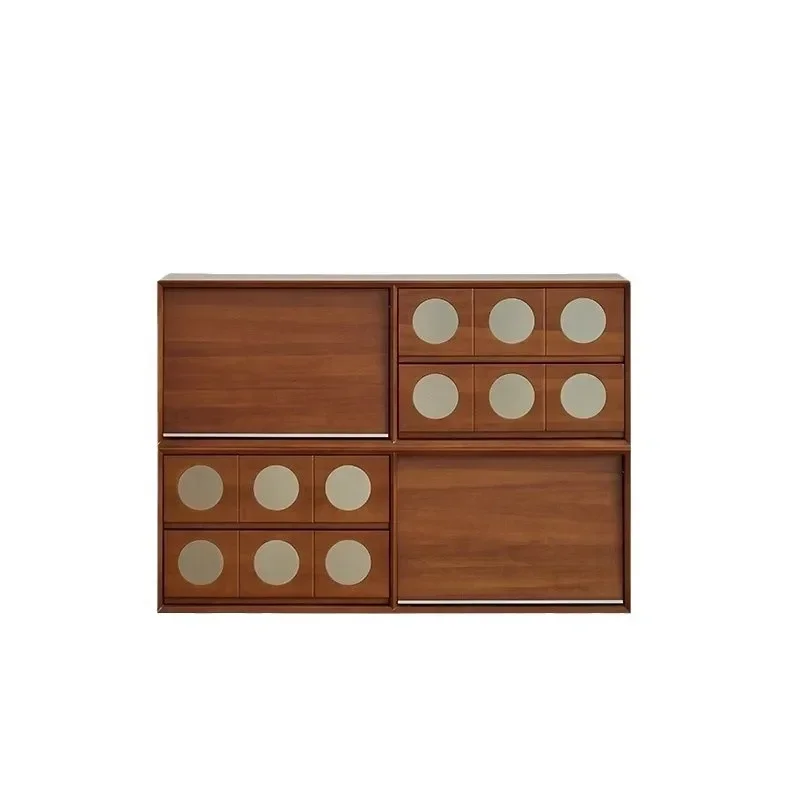 Retro solid wood combination, TV cabinet storage locker integrated, French medieval floor