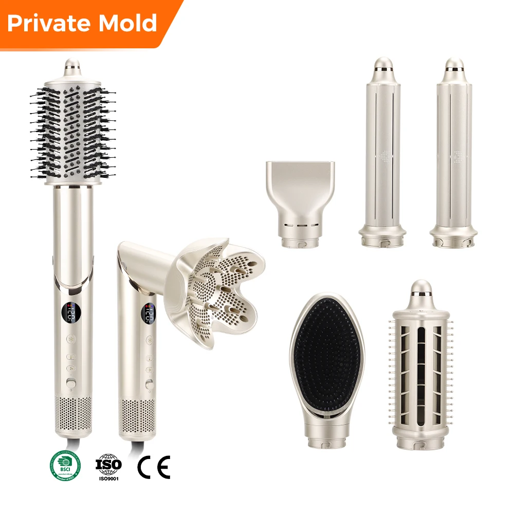 New Model Folding Hair Dryer 8 in 1 High-Speed BLDC Professional Hot Air Brush Multi-Function Replaceable Head Hair Styling Tool