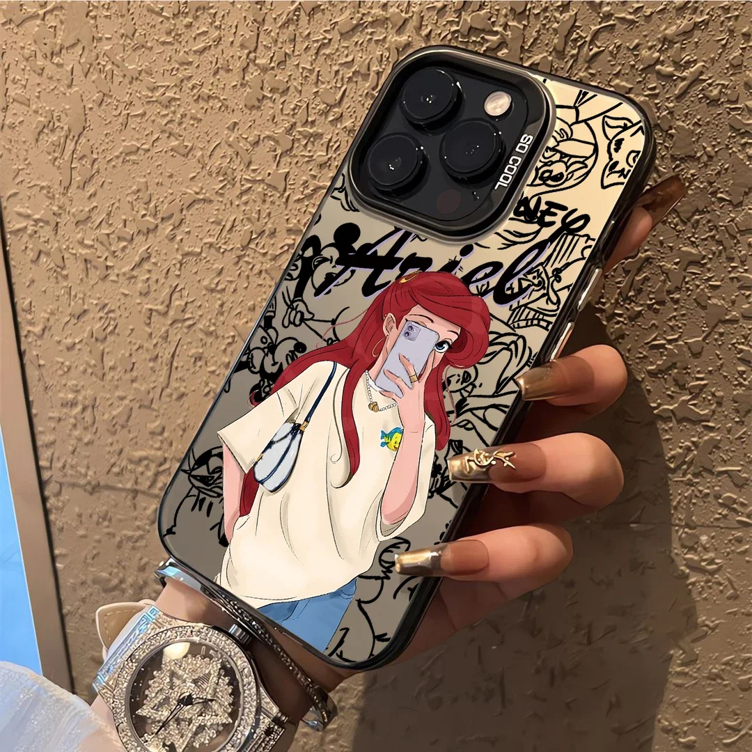 Disney Princess Ariel And Belle Phone Case For iPhone 16 15 14 13 12 11 Pro Max X XS Max XR 12 13Mini 7 8 Plus Shockproof Cover